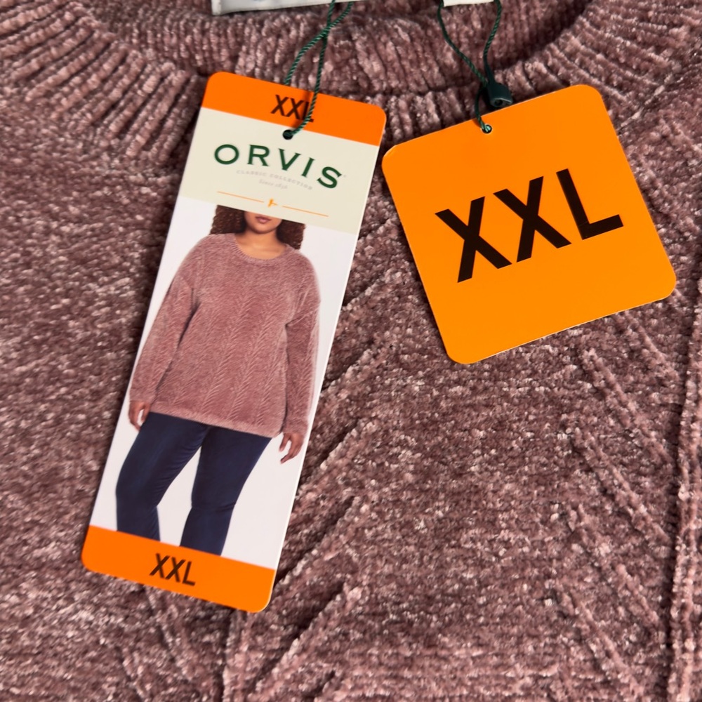 Orvis Women's Crew Neck Long Sleeve Chenille Sweatshirt Misty Rose Size XXL NWT - Picture 6 of 11